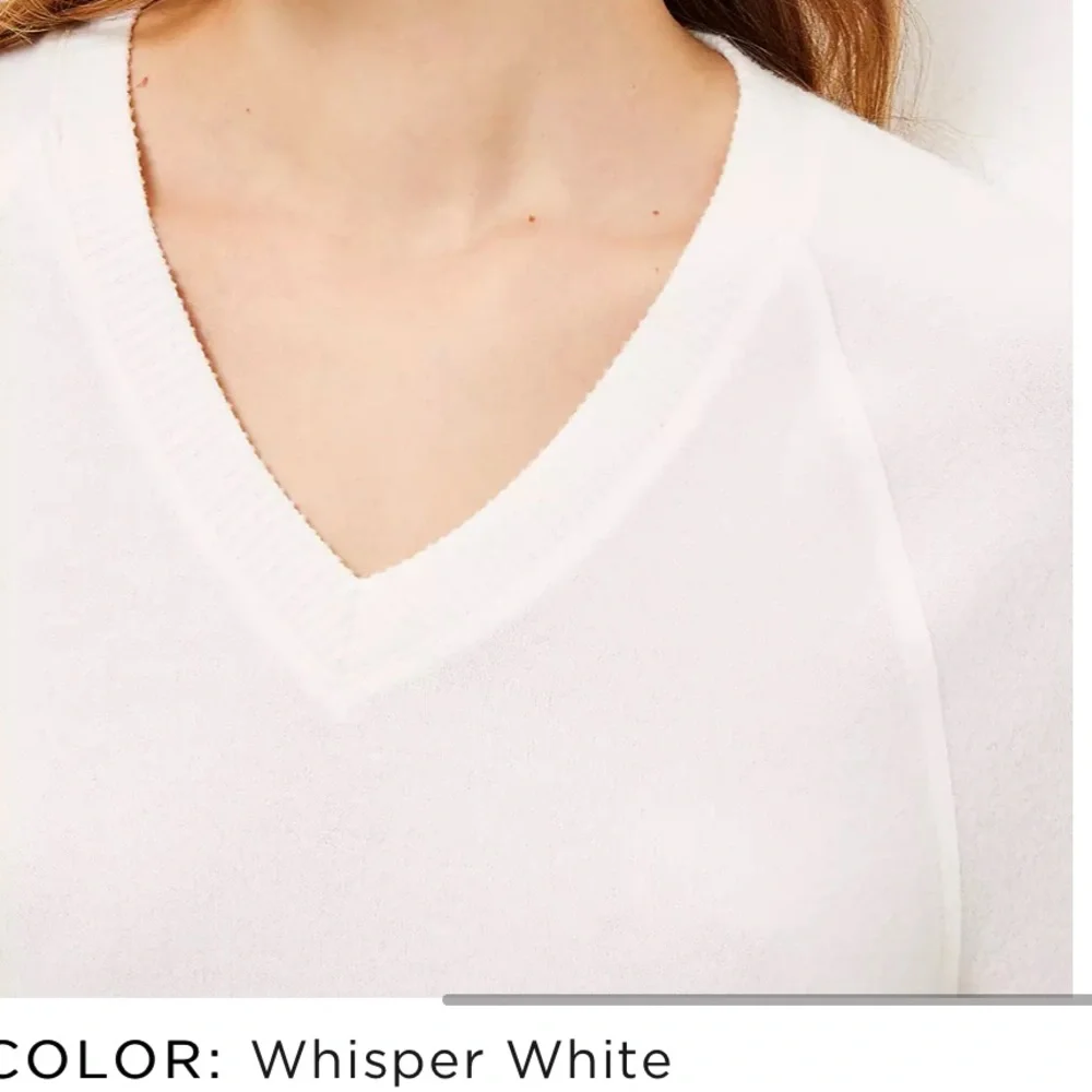 LOFT Rib Trim V-neck Long Sleeve Tee - Picture 3 of 7